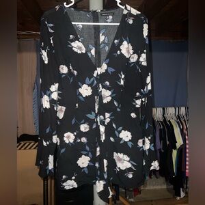 Kendall & Kylie Black Floral Long Sleeve Jumper/ Romper